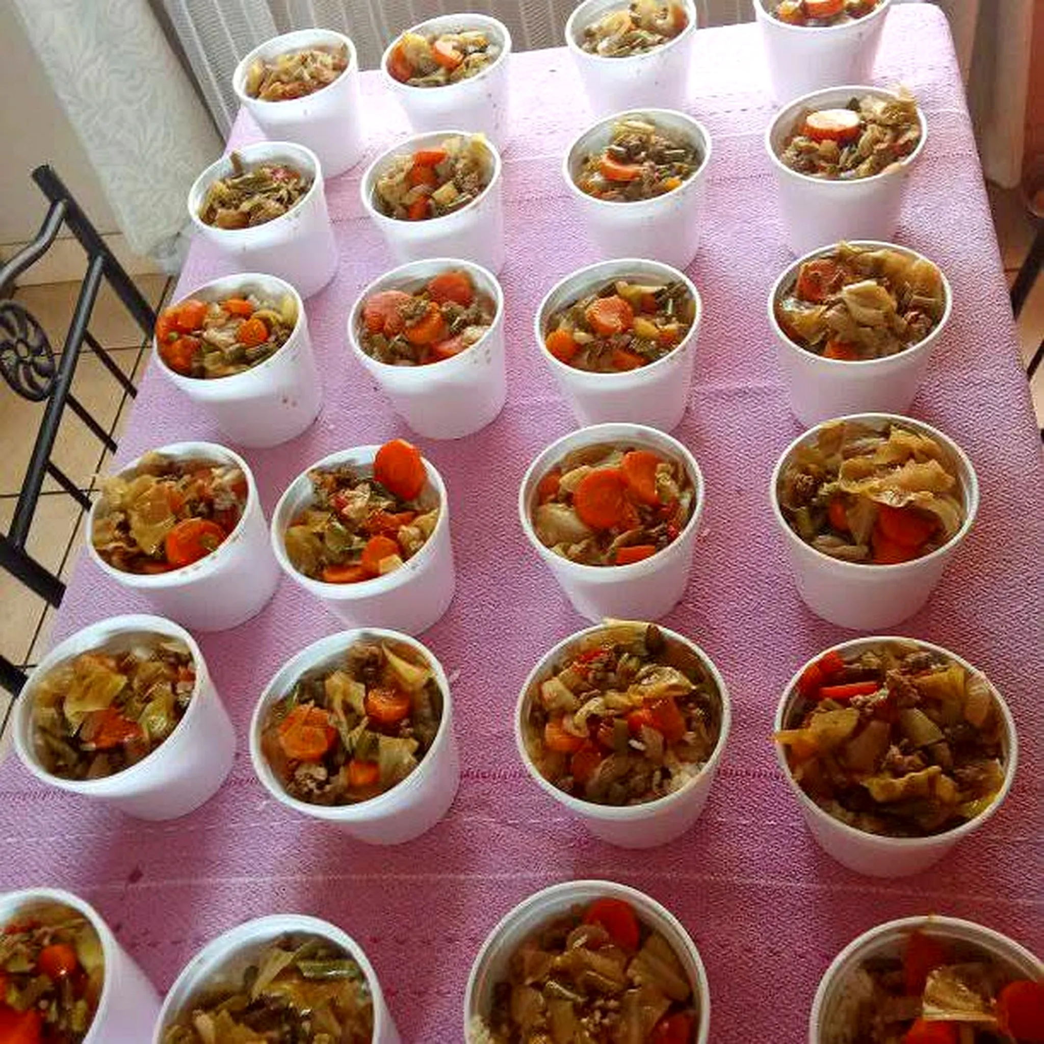 Soup cups prepared for outreach ministry in Die Moot